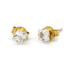 Cubic Zirconia Square 14K Gold Plated Stud Earrings Set Of 4 Stainless Steel Jewelry Men Women