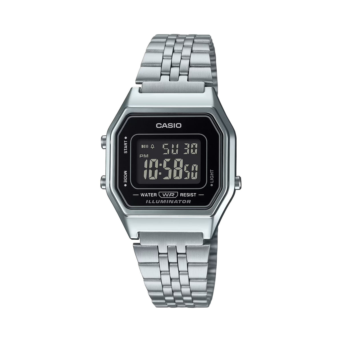 Casio Women's Silver Digital Watch with Black Frame - LA-680WA-1BDF