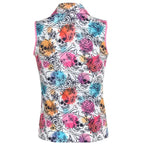 Ladies Skull & Roses Cool-Stretch Golf Shirt (Multicolor)