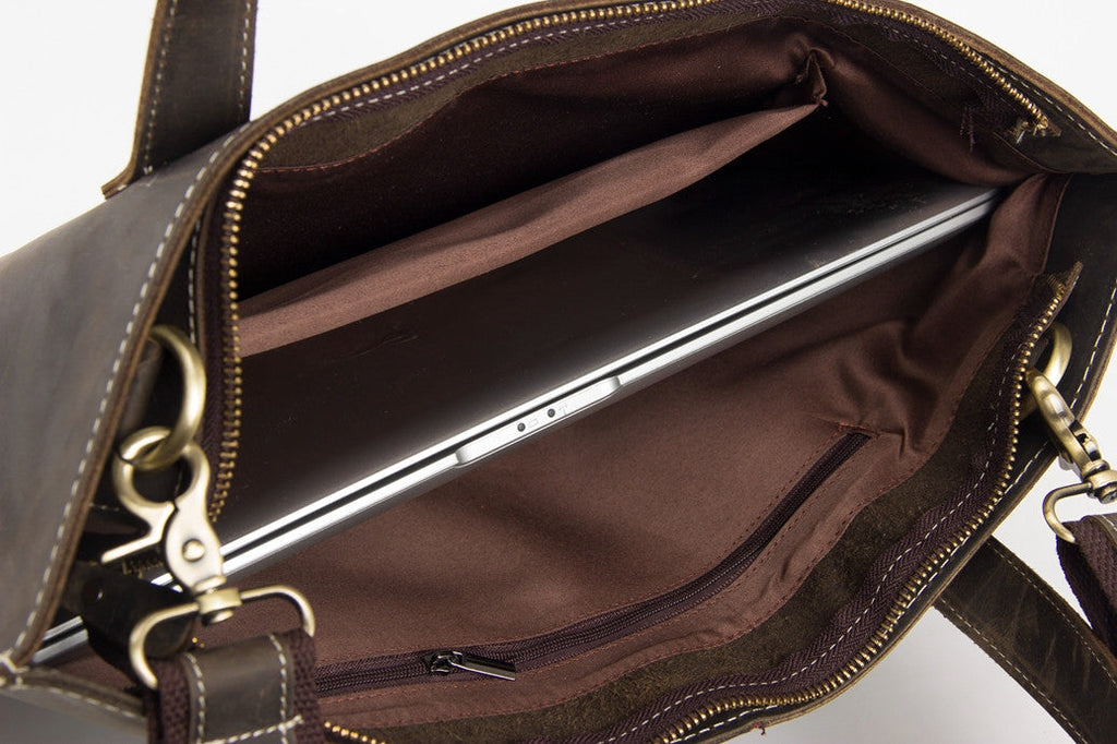 Minimalist Leather Briefcase Laptop Bag Designer Handbag ZB02