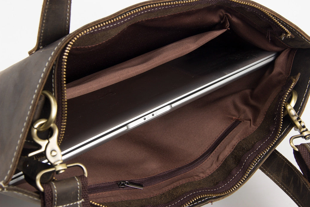 Minimalist Leather Briefcase Laptop Bag Designer Handbag ZB02