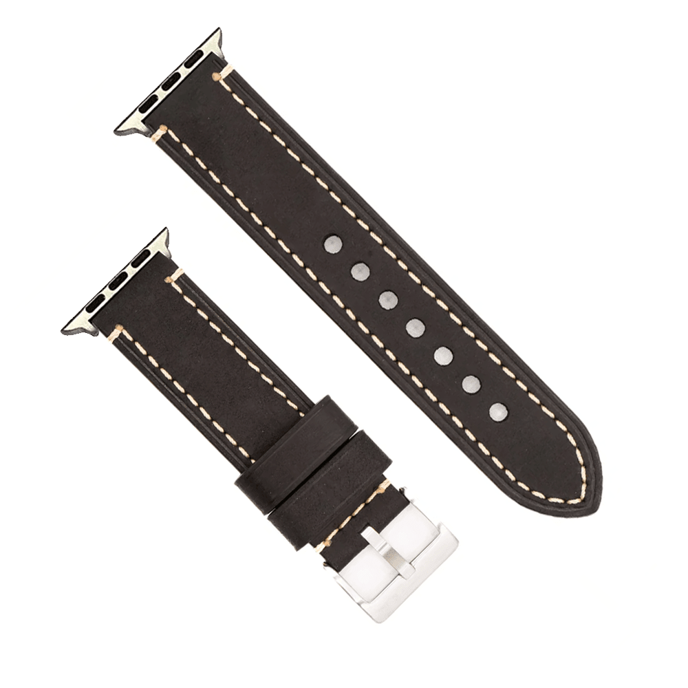 Leather Border Stitch Band - For Apple Watch - Black