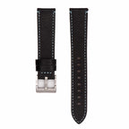 Leather - Contrast Stitch Black with Light Blue