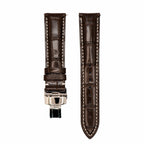Leather - Crocodile Grain - Chocolate Brown - Butterfly Clasp