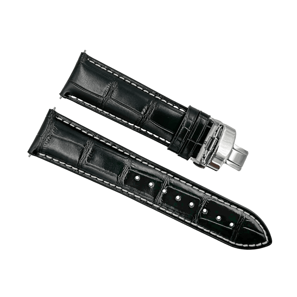 Leather - Crocodile Grain - Licorice Black - Butterfly Clasp