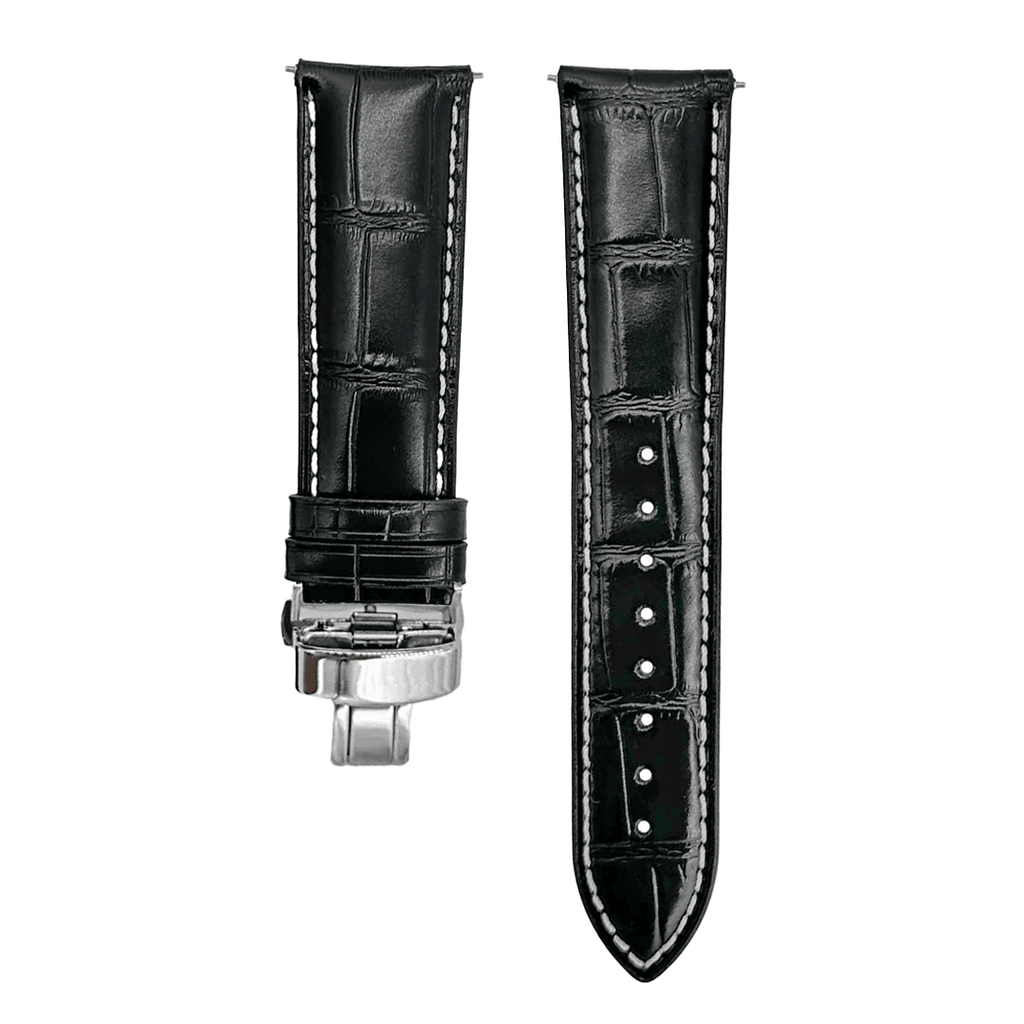 Leather - Crocodile Grain - Licorice Black - Butterfly Clasp