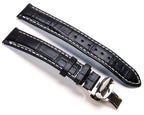 Leather - Crocodile Grain - Licorice Black - Butterfly Clasp