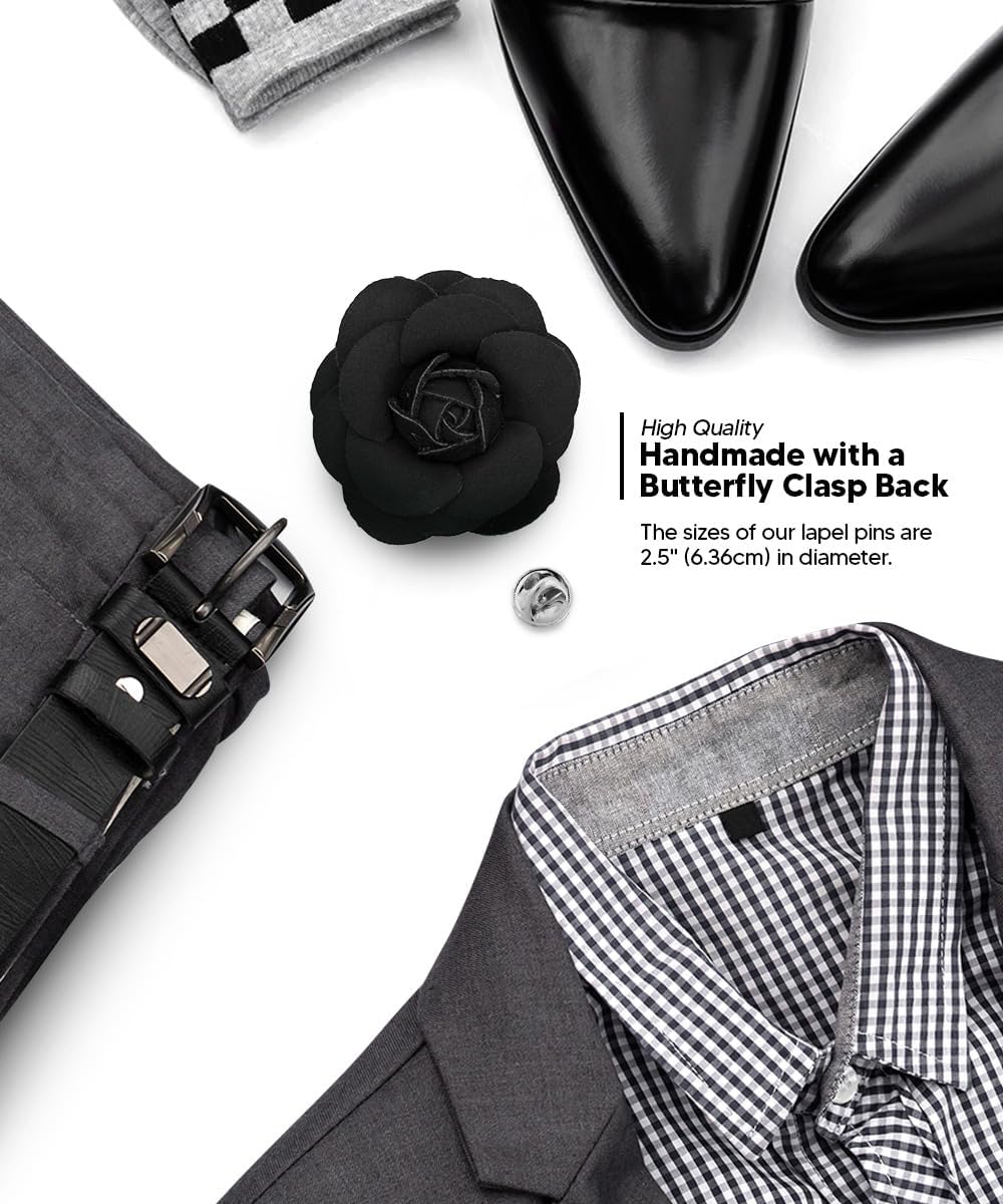 Vittorio Vico Unisex Leather Flower Lapel Pin