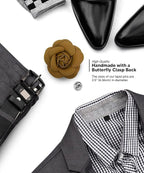 Vittorio Vico Unisex Leather Flower Lapel Pin