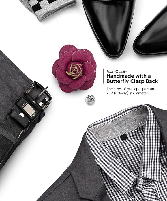 Vittorio Vico Unisex Leather Flower Lapel Pin