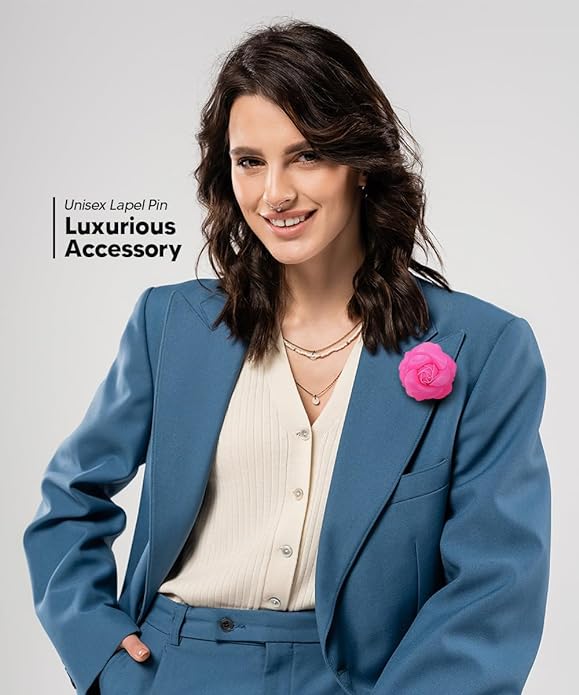 Vittorio Vico Unisex Leather Flower Lapel Pin