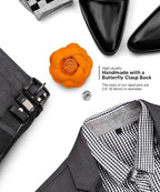 Vittorio Vico Unisex Leather Flower Lapel Pin