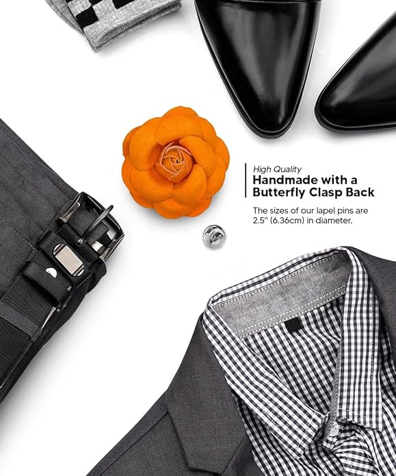 Vittorio Vico Unisex Leather Flower Lapel Pin