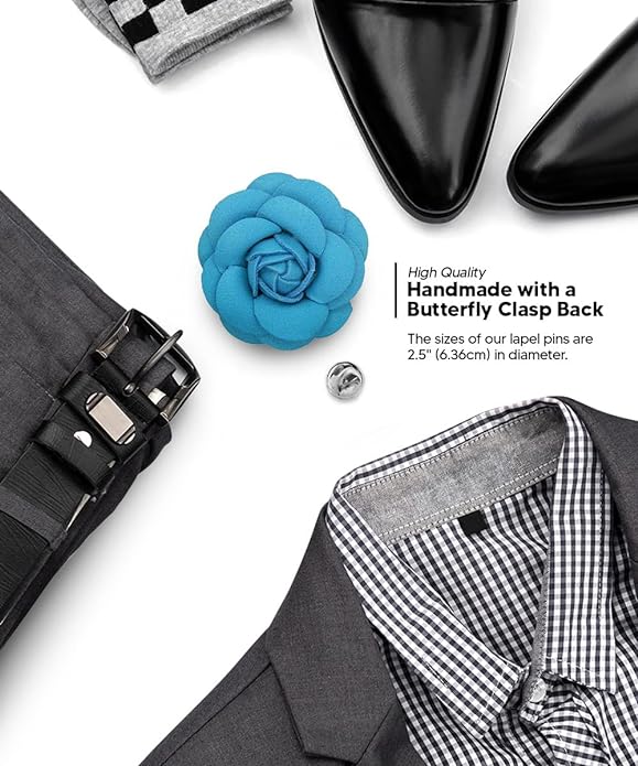 Vittorio Vico Unisex Leather Flower Lapel Pin