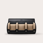 3 Watch Travel Case Full-grain Leather Watch Roll (Sable Black)