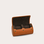 2 Watch Travel Case Full-grain Leather Watch Roll (Tawny Brown)
