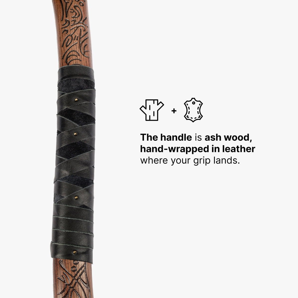 Leviathan Kratos axe with carved handle 34.25"