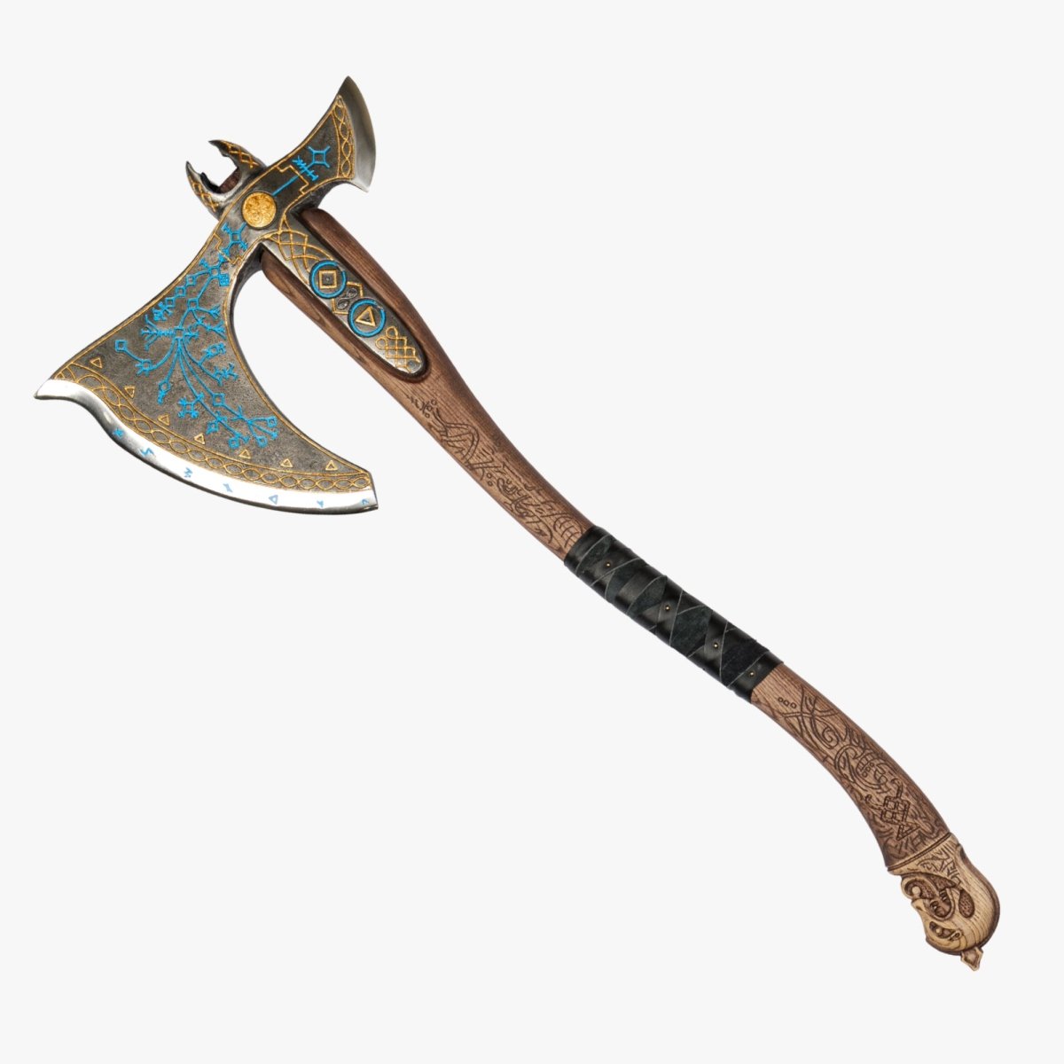 Leviathan Kratos axe with carved handle 34.25"