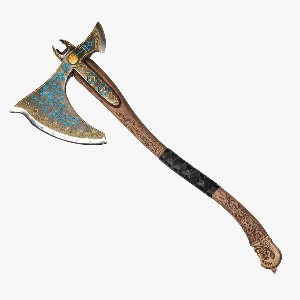 Leviathan Kratos axe with carved handle 34.25"