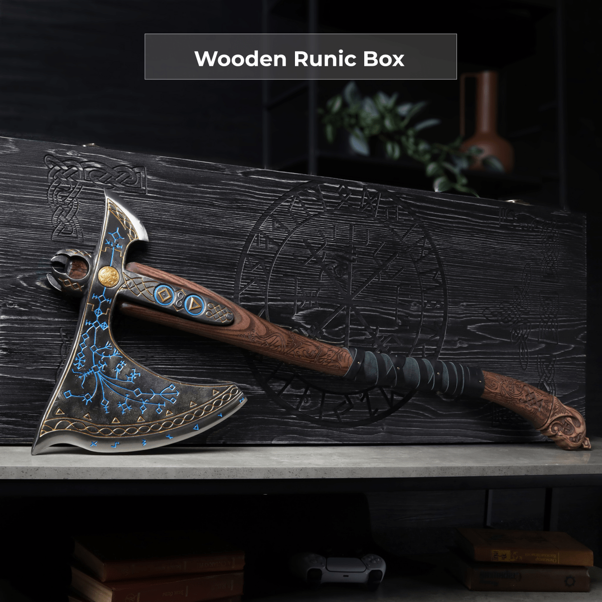 Leviathan Kratos axe with carved handle 34.25"