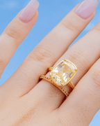 Sterling Silver Elongated Cushion Light Yellow CZ Cocktail Ring