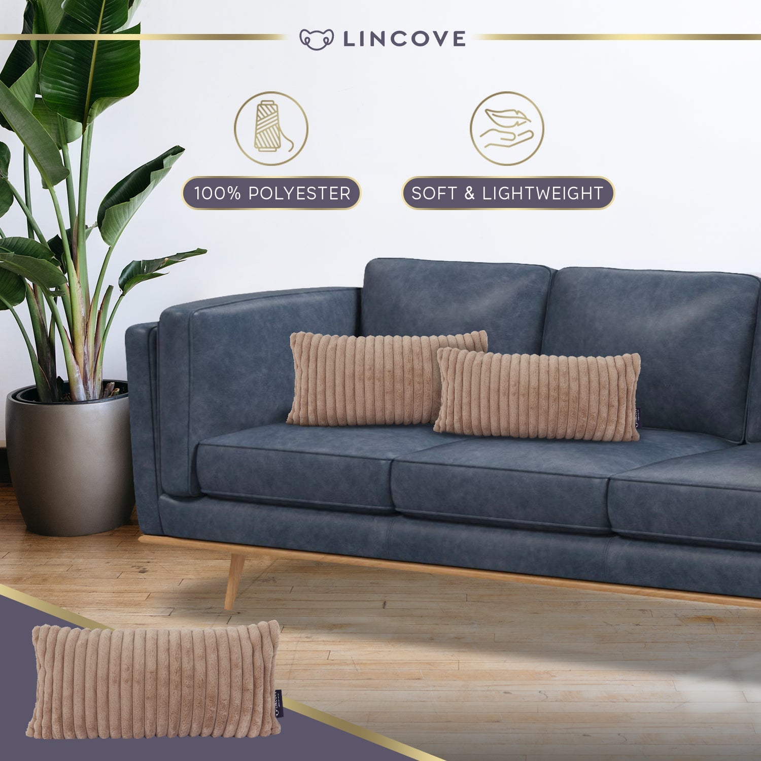 Lincove Fur Striped Pillow Cover - 14"x26"