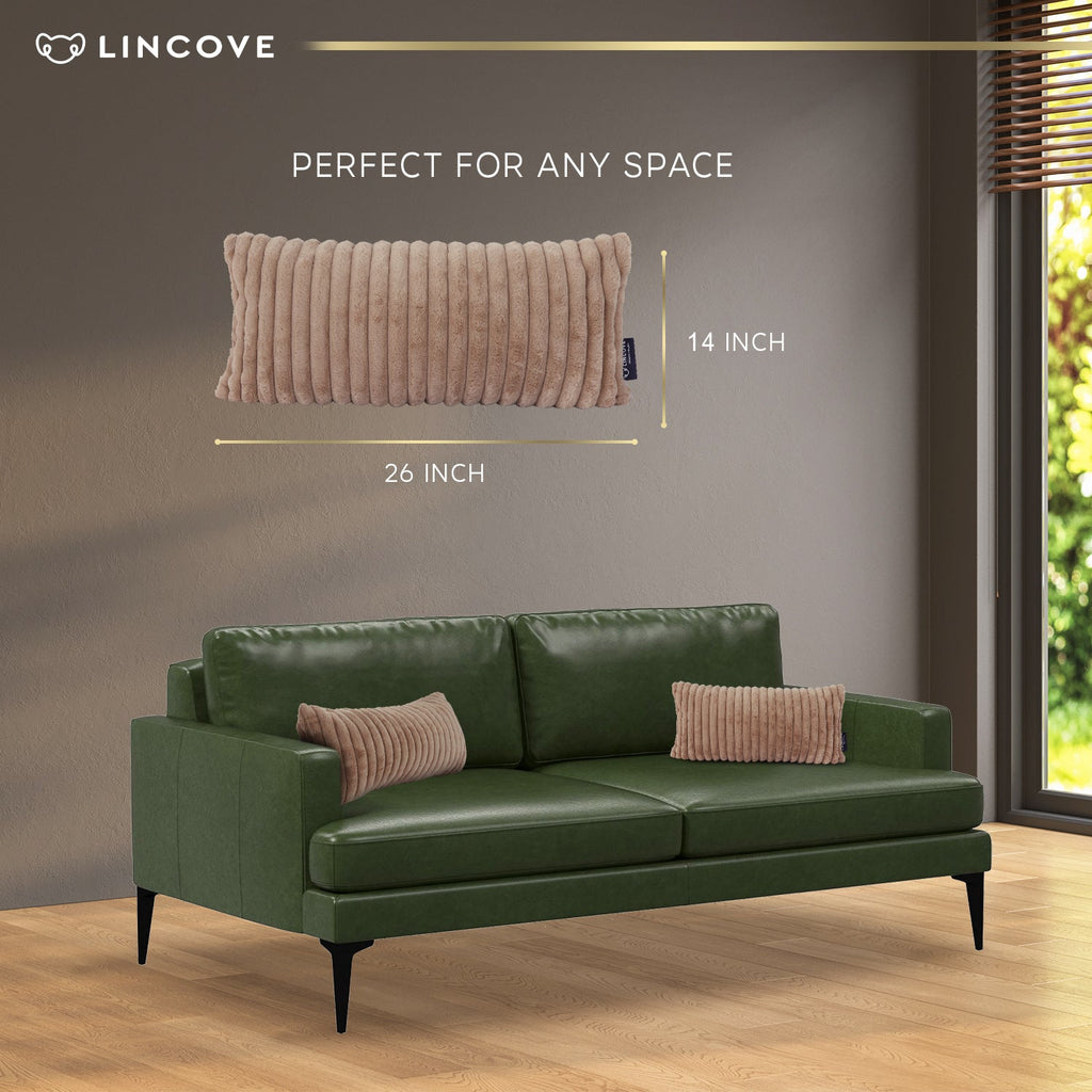 Lincove Fur Striped Pillow Cover - 14"x26"