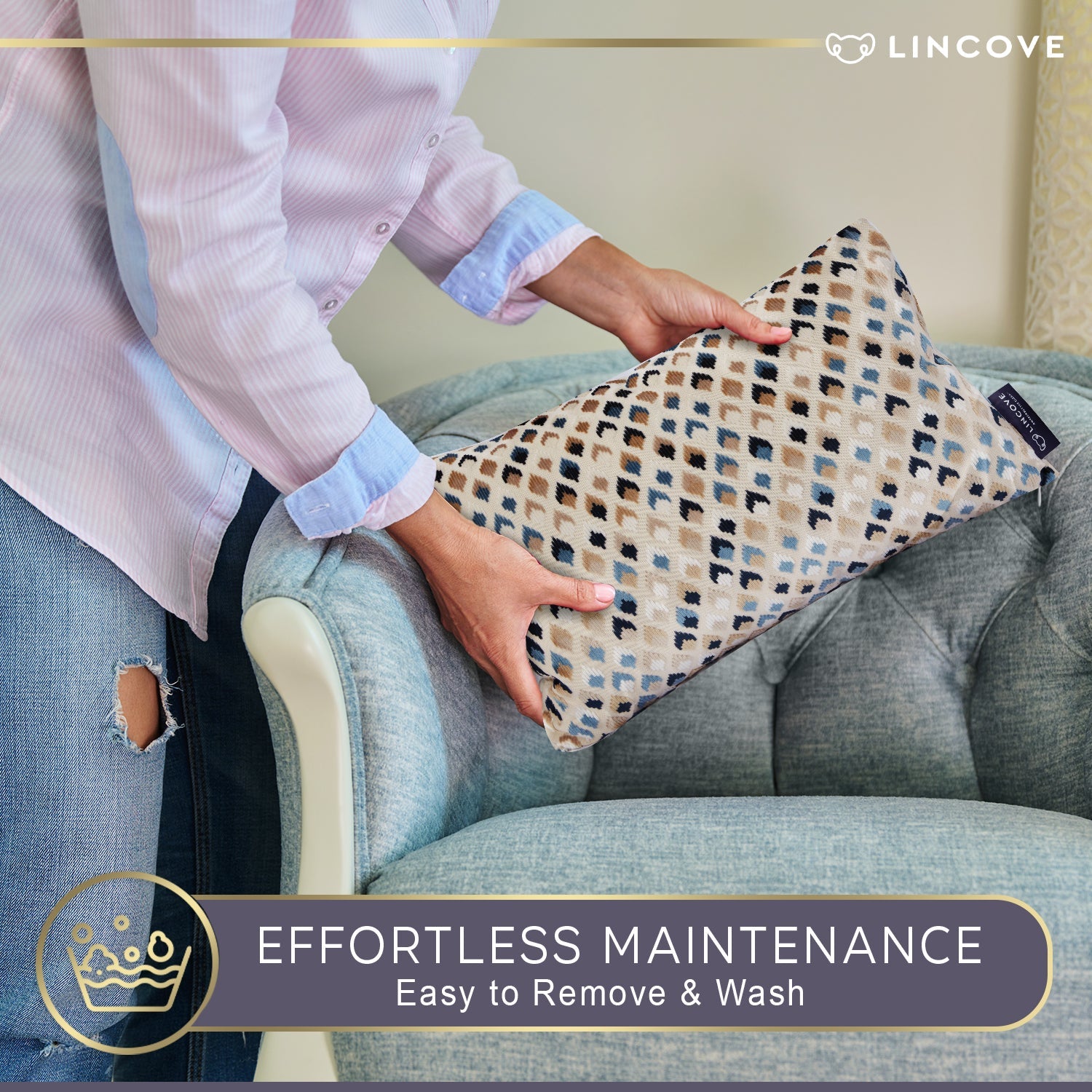 Lincove Woven Dots Pillow Cover