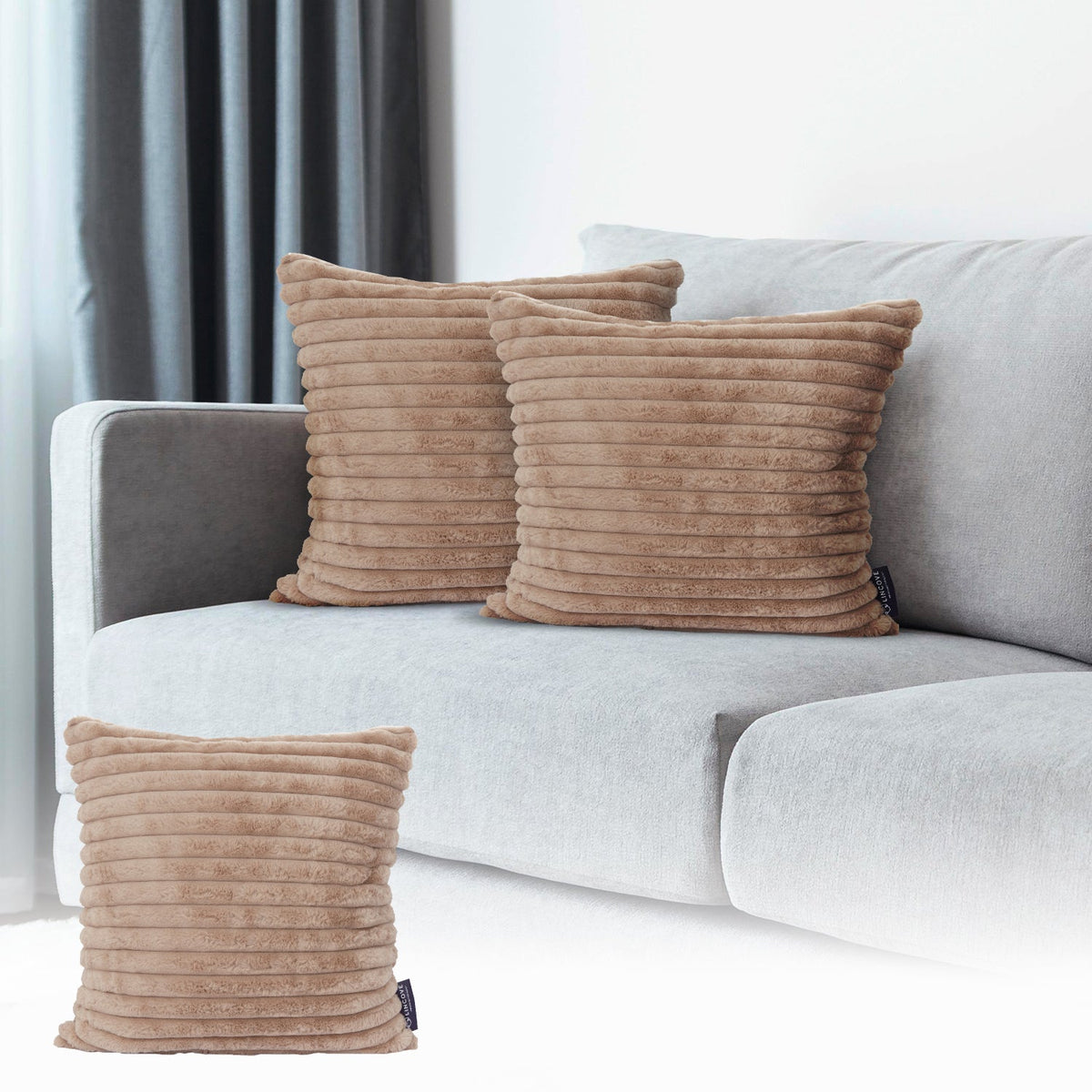 Lincove Fur Striped Pillow Cover -20"x20"