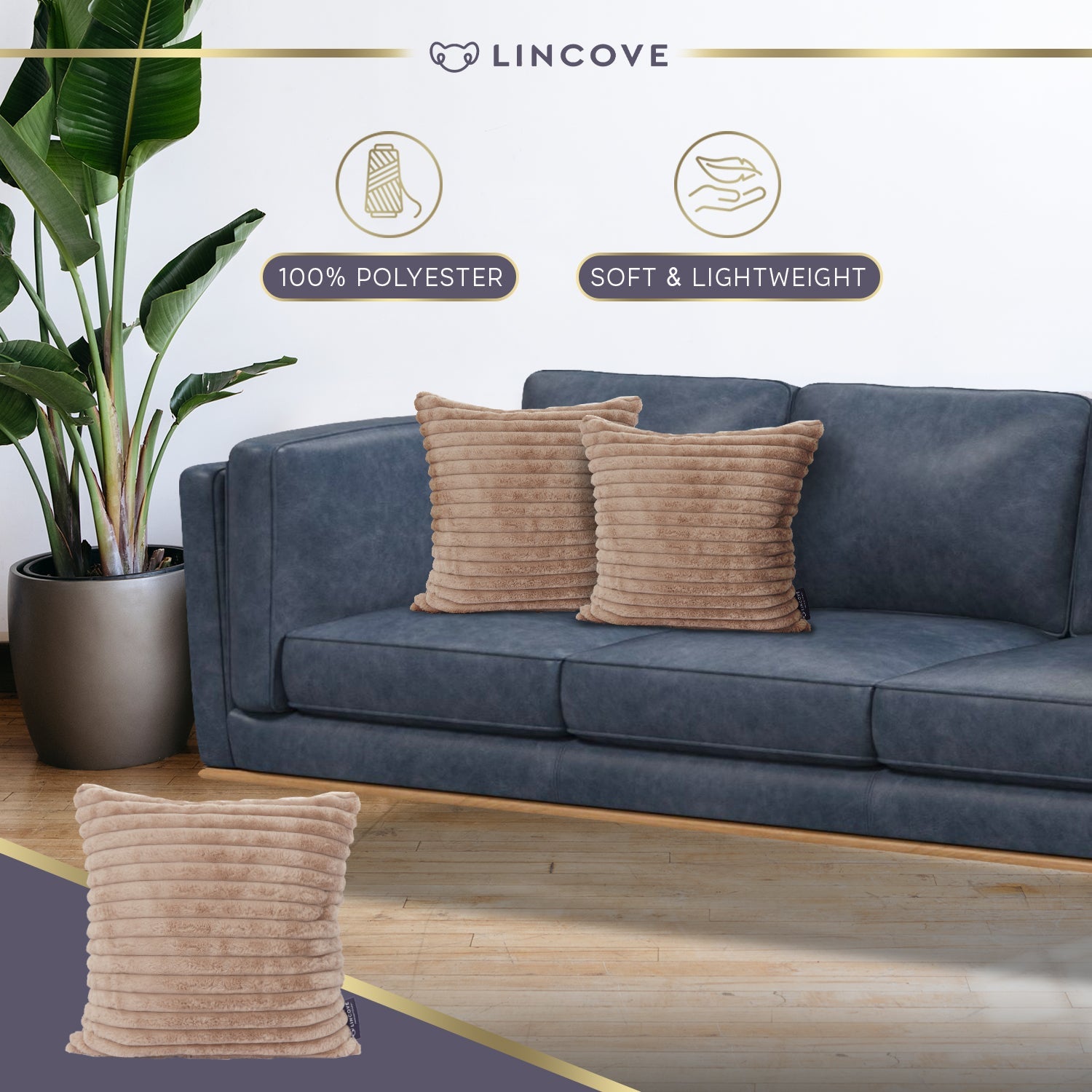 Lincove Fur Striped Pillow Cover -20"x20"