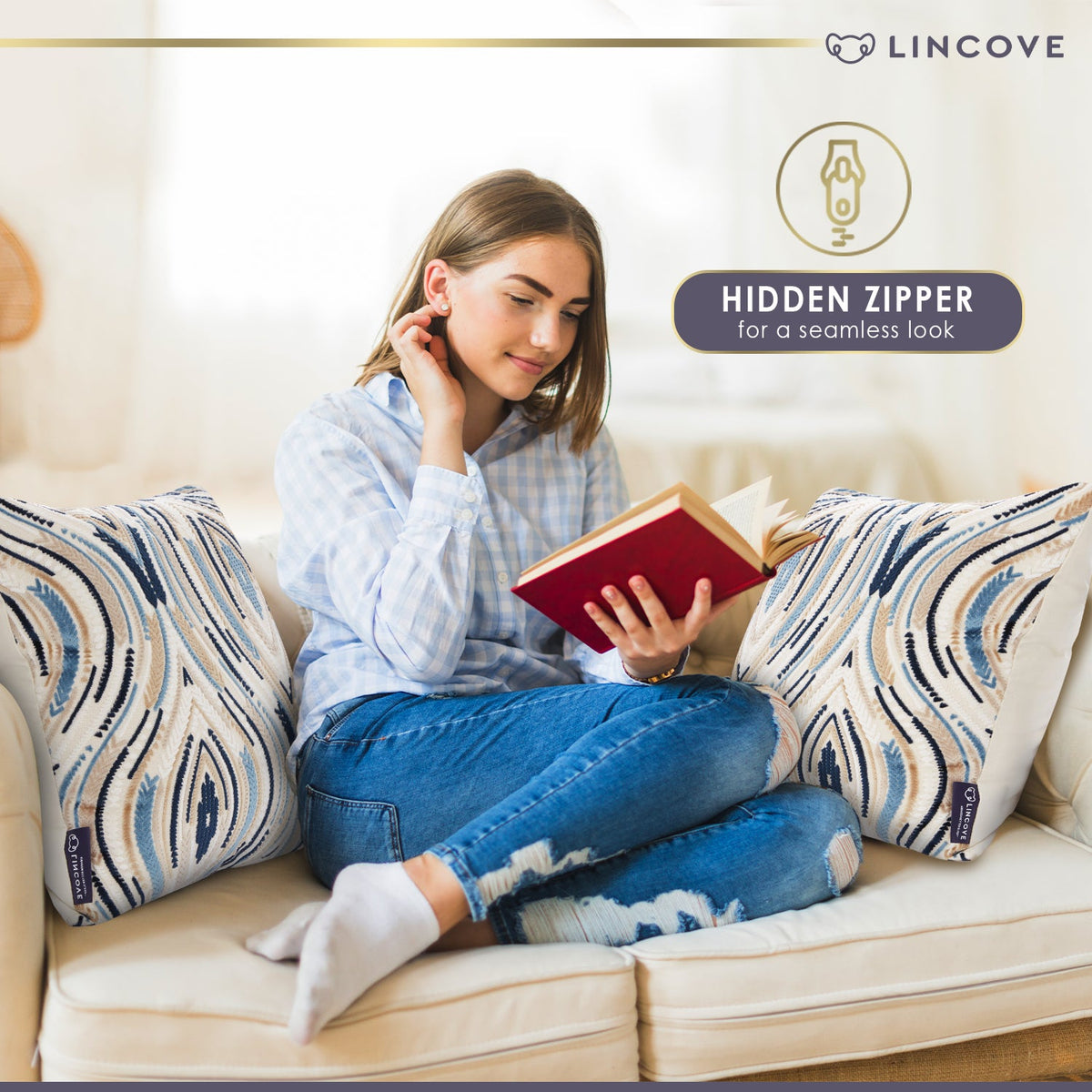 Lincove Woven Waves Pillow Cover