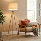 Lirios Three Legged Wooden Strip Floor Lamp - Natural