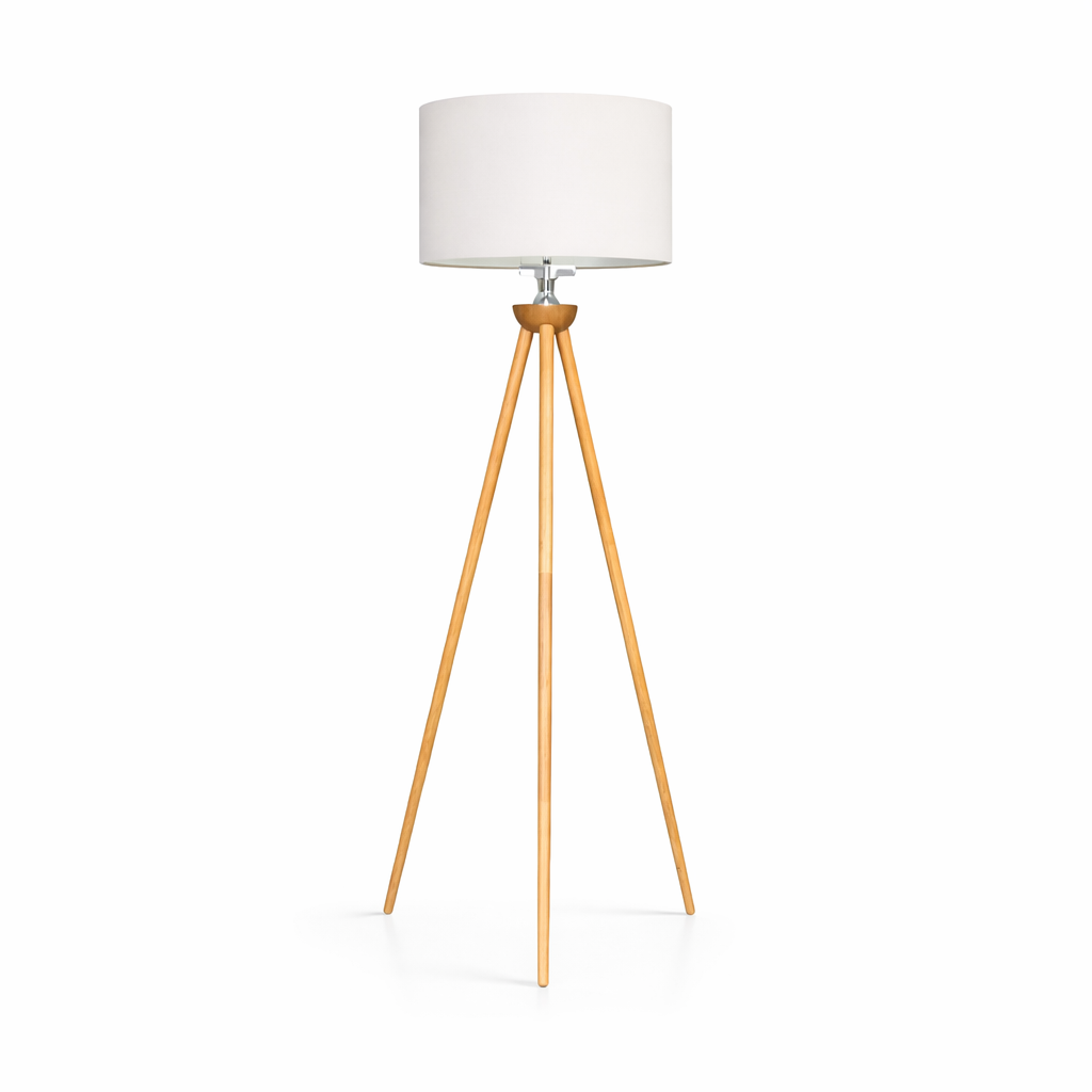 Lirios Three Legged Wooden Strip Floor Lamp - Natural