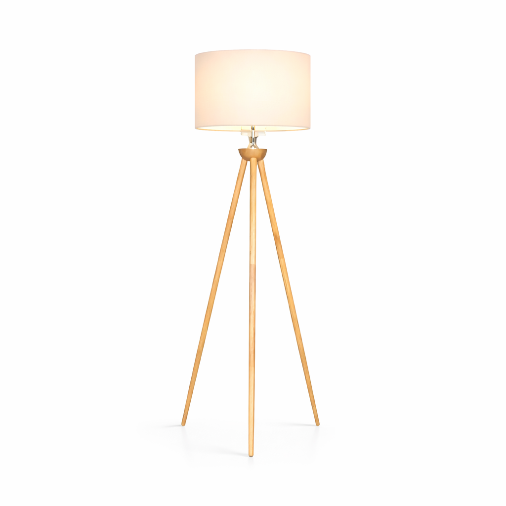 Lirios Three Legged Wooden Strip Floor Lamp - Natural