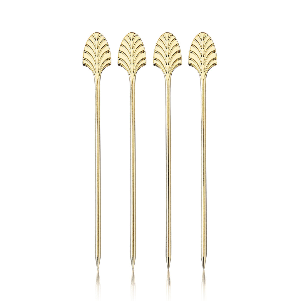Art Deco Cocktail Picks in Gold Set of 4