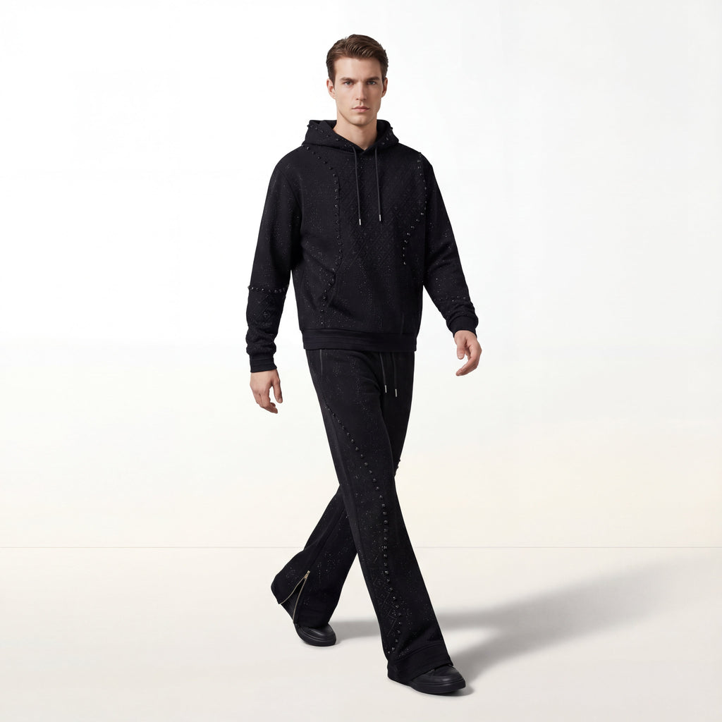 Barocco Midnight Matrix Studded Men's Sweatsuit - Black