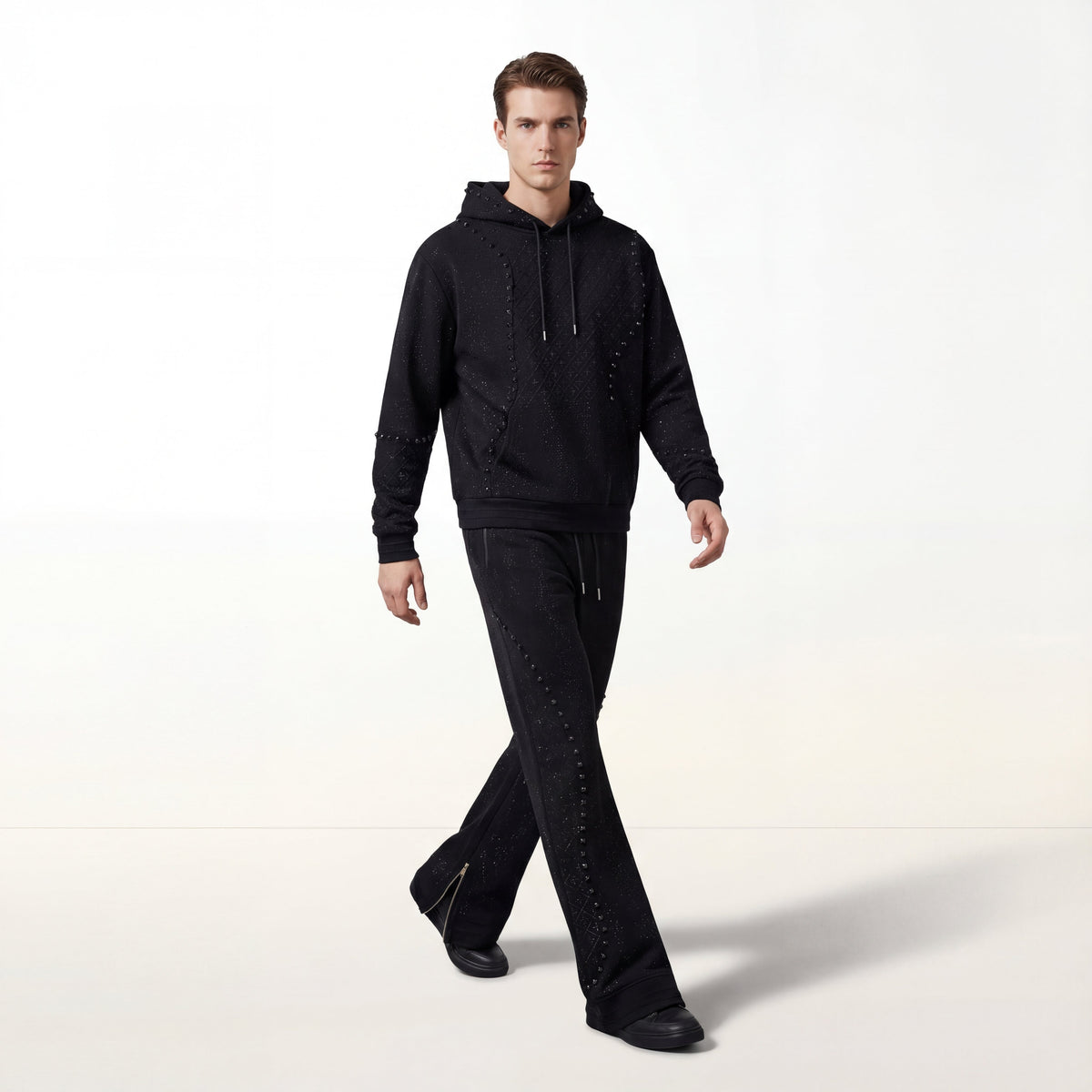 Barocco Midnight Matrix Studded Men's Sweatsuit - Black