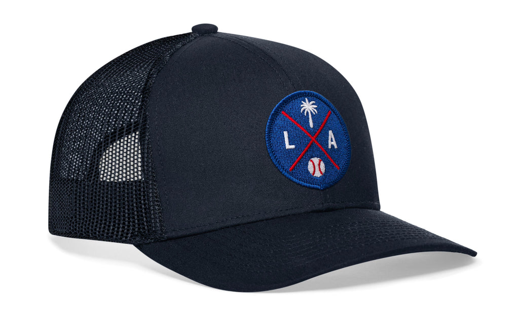 Los Angeles Trucker Hat  |  Blue LA X Baseball Snapback