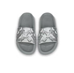 LOUIS VUITTON Waterfront Slide Slippers Men's Silver Gray