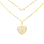 Cubic Zirconia 14K Gold Filled Voluminous Heart Pendant Necklace Set
