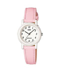 Casio Women's White Dial Pink Leather Strap Watch - LQ-139L-4B1
