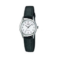Casio Women's Black Leather Watch with White Dial - LTP-1094E-7BRDF