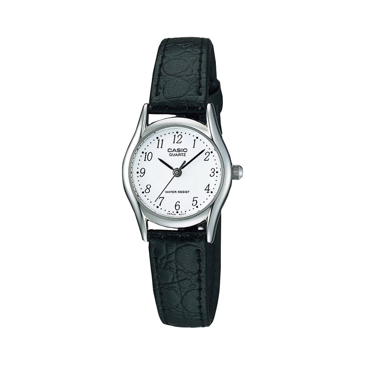 Casio Women's Black Leather Watch with White Dial - LTP-1094E-7BRDF