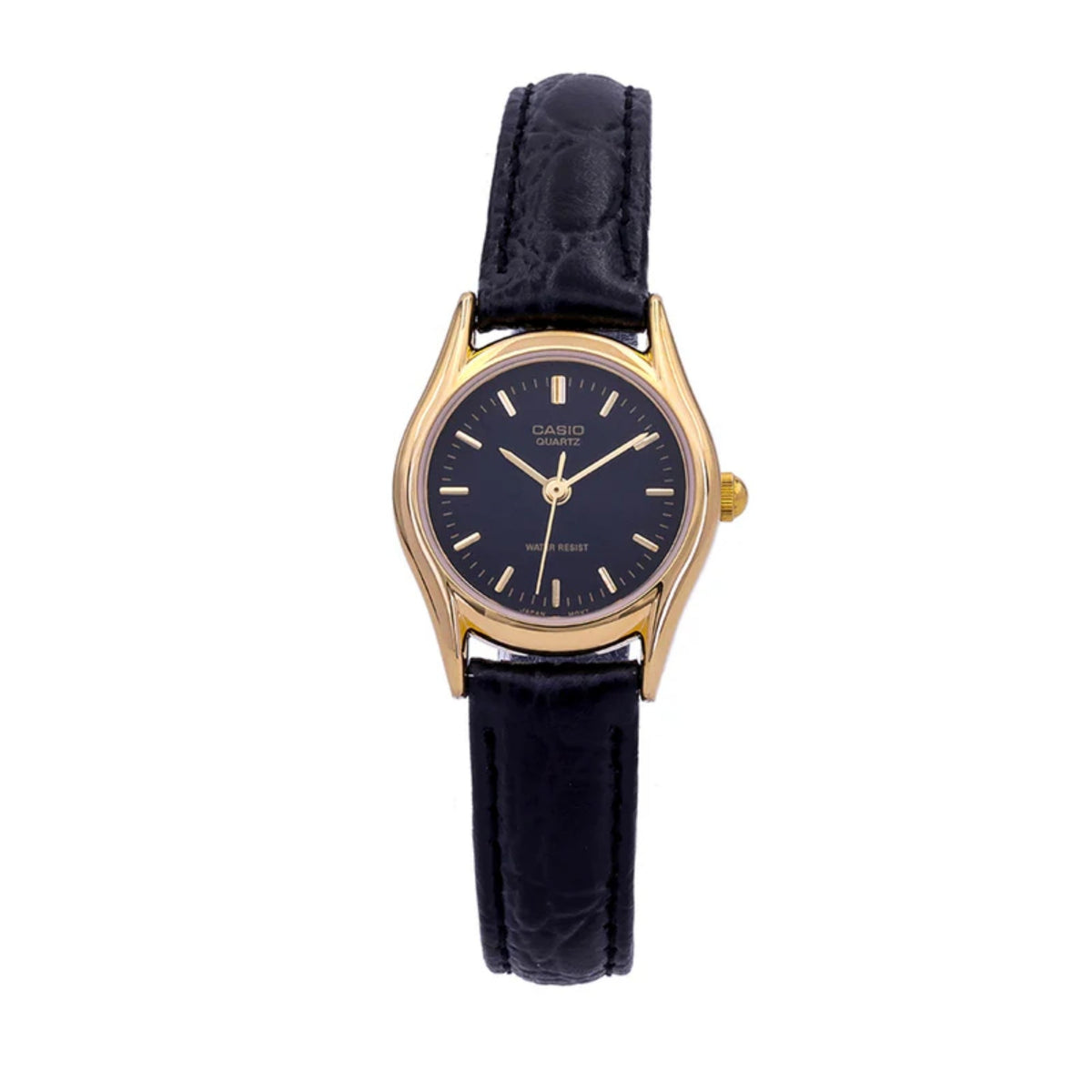 Casio Women's Black Leather Strap Analog Watch with Black Dial - LTP-1094Q-1ARDF