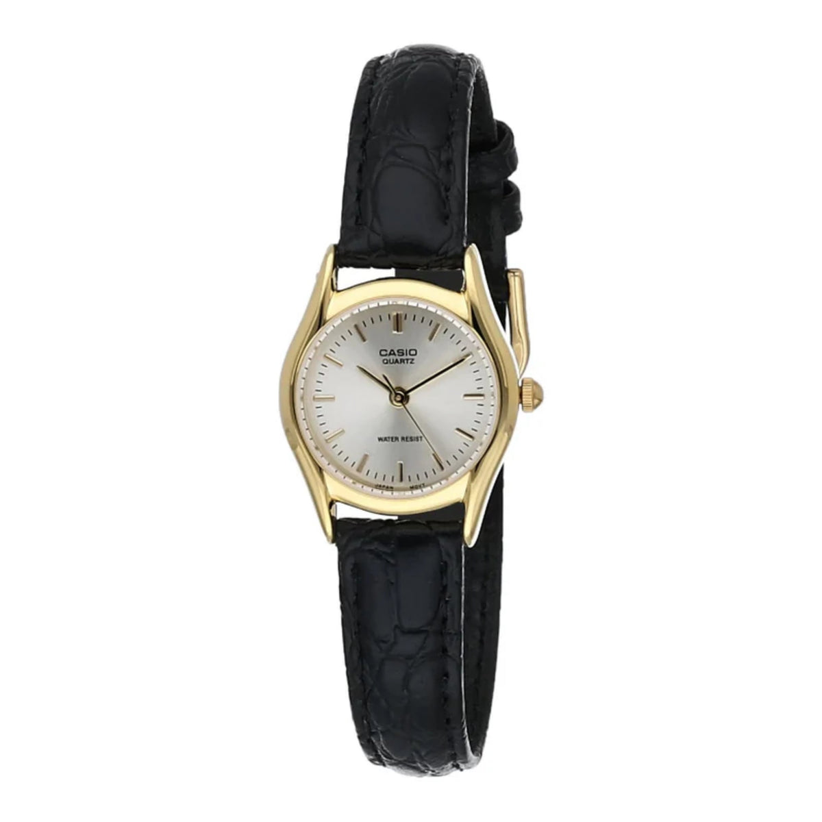 Casio Women's Black Leather Band Analog Watch White Dial- LTP-1094Q-7ARDF
