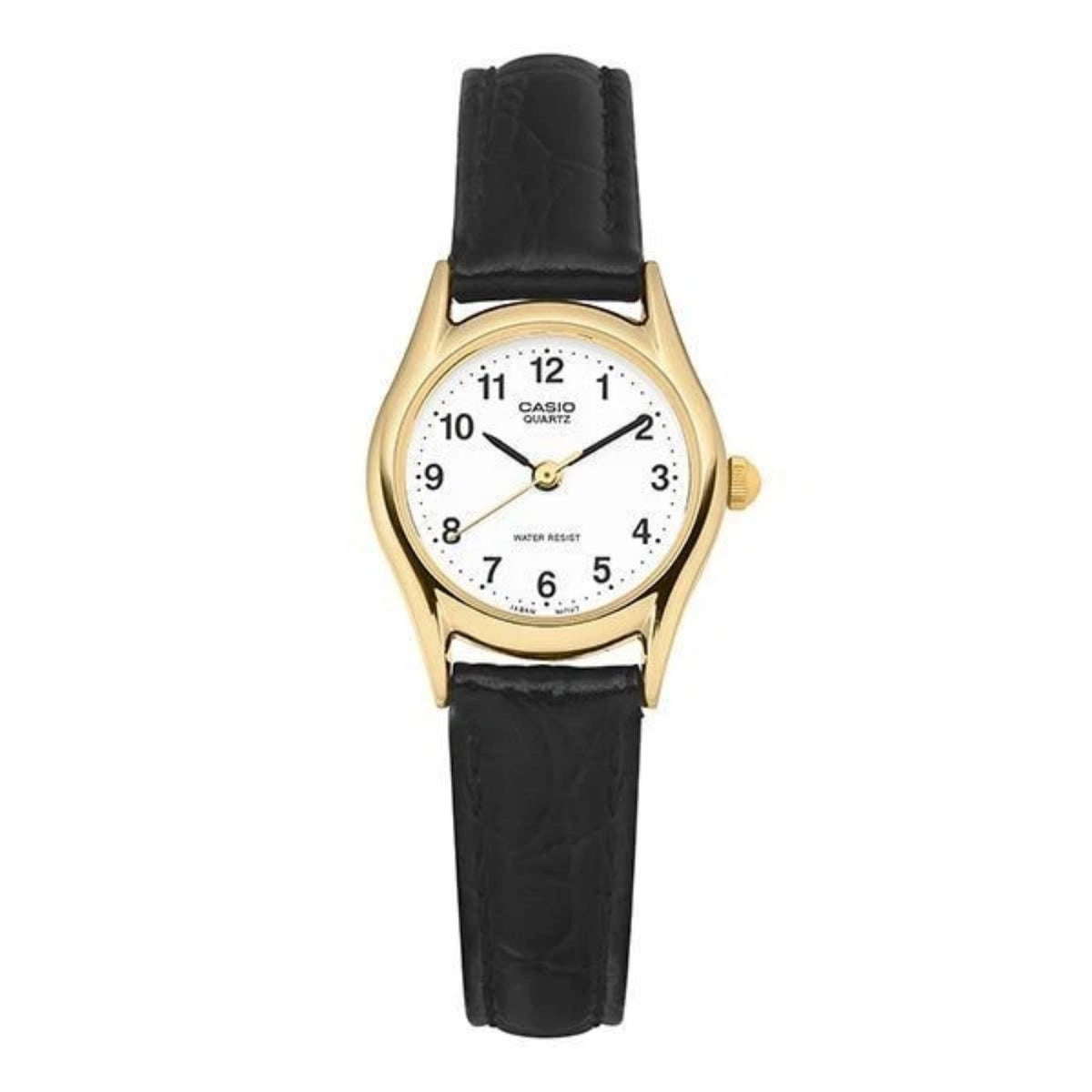 Casio Women's Gold Tone Analog Watch with Black Leather Strap - LTP-1094Q-7B1RDF