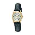 Casio Women's Gold-Tone Case Black Leather Strap Analog Watch - LTP-1094Q-7B2RDF