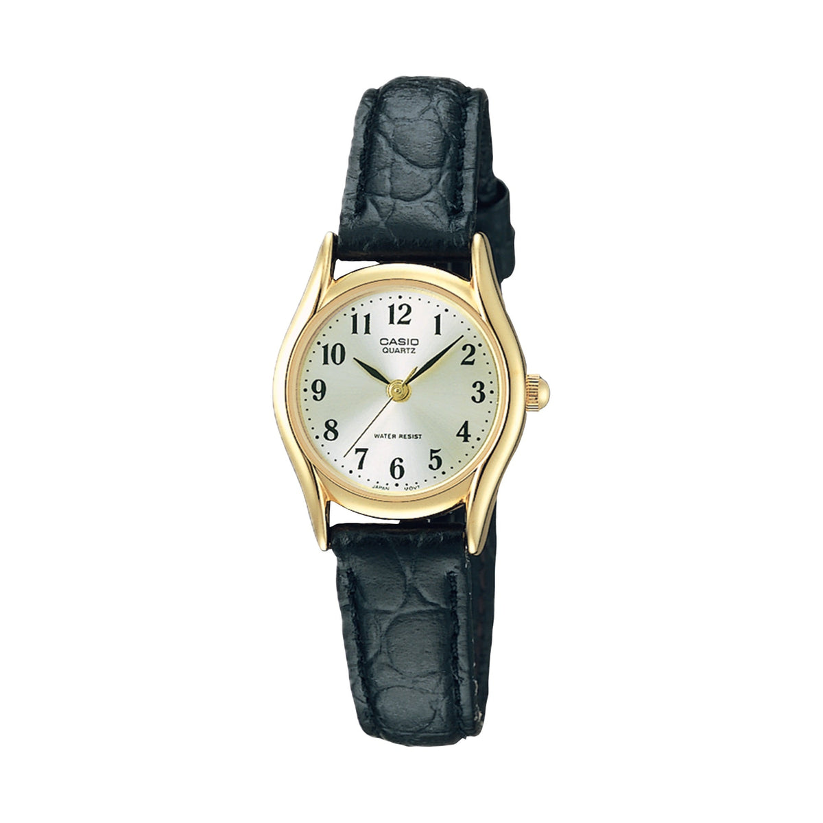 Casio Women's Gold-Tone Case Black Leather Strap Analog Watch - LTP-1094Q-7B2RDF