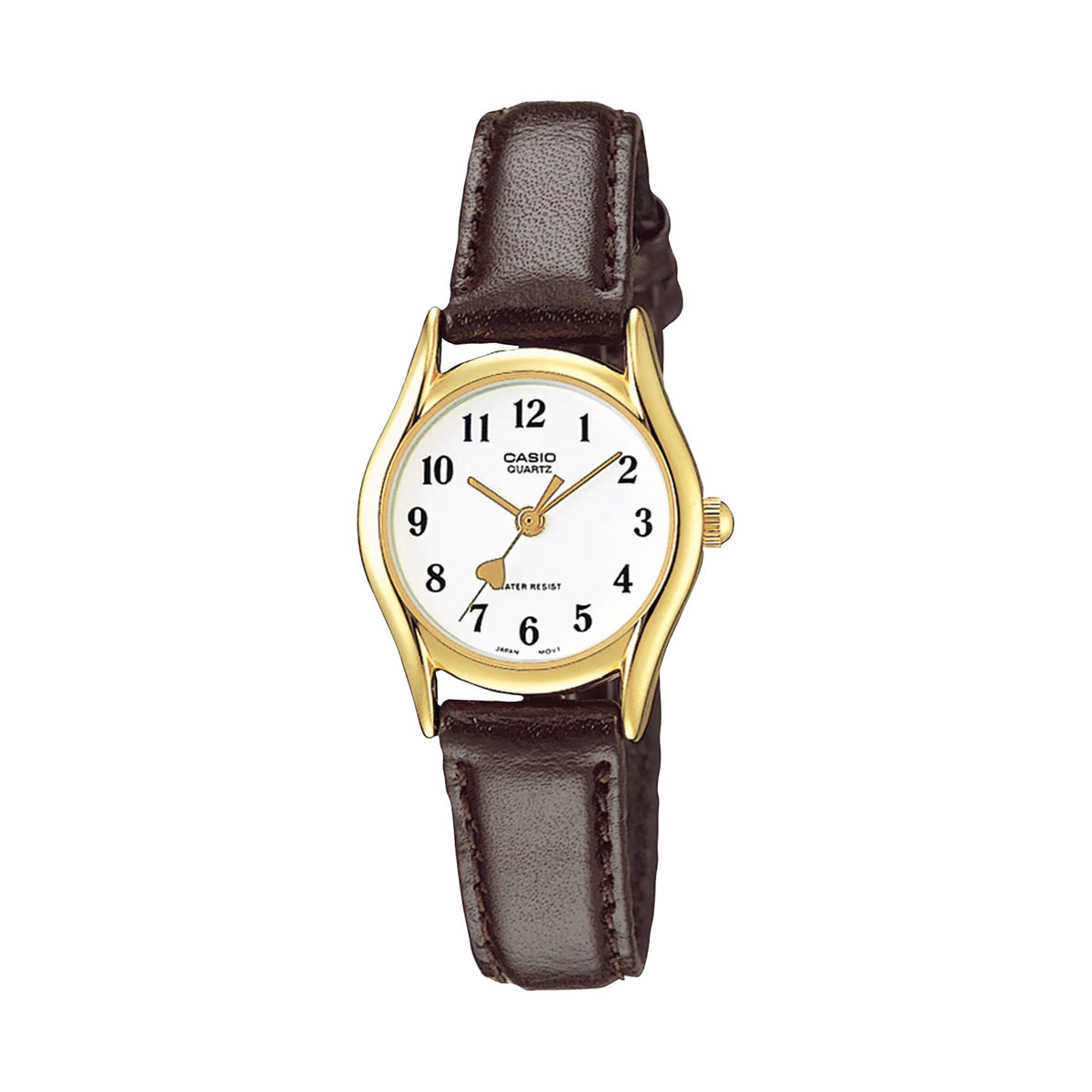 Casio Women's Brown Leather Band Analog Watch White Dial - LTP-1094Q-7B5RDF