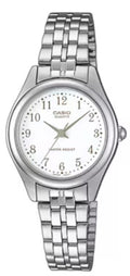 Casio Women's Silver Stainless Steel Watch with White Dial - LTP-1129A-7B